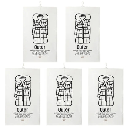 1-5PCS Hanging Vacuum Storage Bags Clothes Compression Seal Bag Reusable Empty Pump Bags Clothes Wardrobe Quilt Vacuum Pack