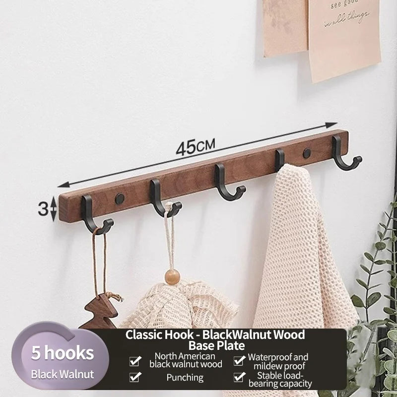 Wood Hooks Strong Hook Wall Hanger Sticker Hanging Coat Rack Clothes Hanger Shower Robe Hook Kitchen Bathroom Towel Hooks