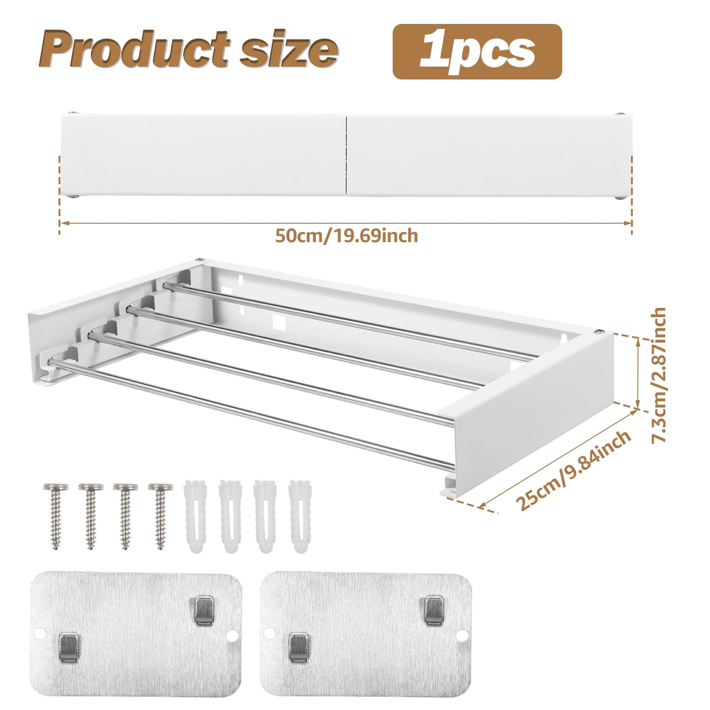 Folding Clothes Drying Rack Wall-Mounted Stainless Steel Laundry Hanger Space Saving for Indoor Balcony Drying Clothe Towel Rack