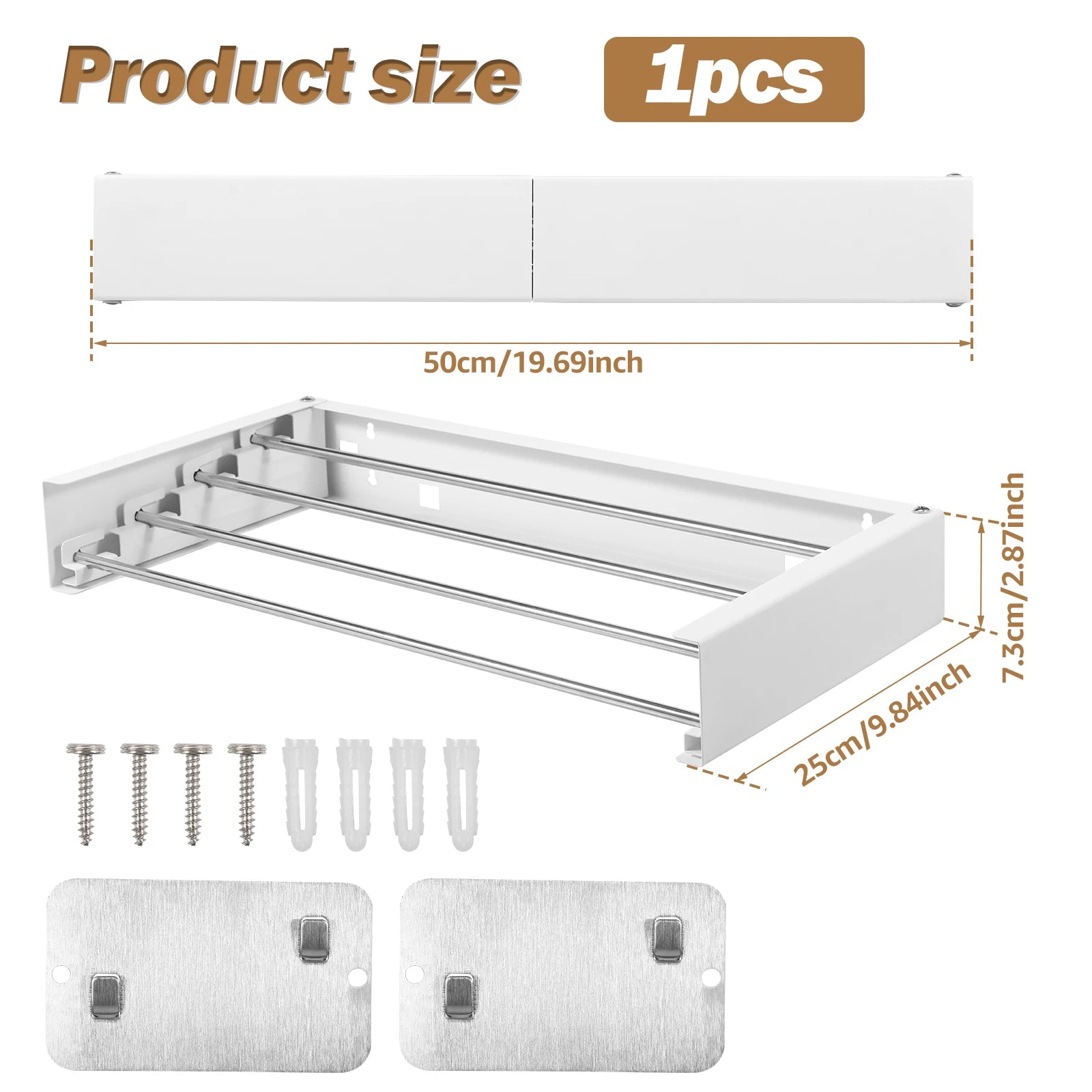 Folding Clothes Drying Rack Wall-Mounted Stainless Steel Laundry Hanger Space Saving for Indoor Balcony Drying Clothe Towel Rack