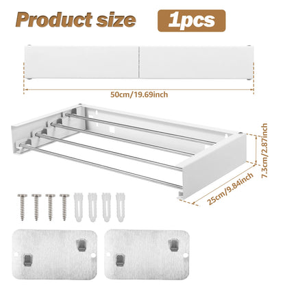 Folding Clothes Drying Rack Wall-Mounted Stainless Steel Laundry Hanger Space Saving for Indoor Balcony Drying Clothe Towel Rack
