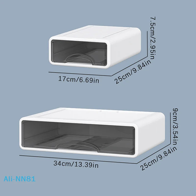 【N】Plastic Box Desktop Organizer Drawer Makeup Storage Box Stackable Jewelry Container Office Finishing Organizer Box