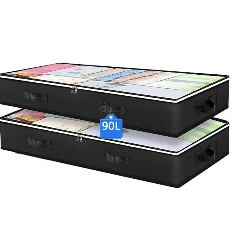 3 Pack under Bed Storage Container Organizer Large Capacity under Bed Clothes Storage Box Foldable Storage Bag with Clear Window