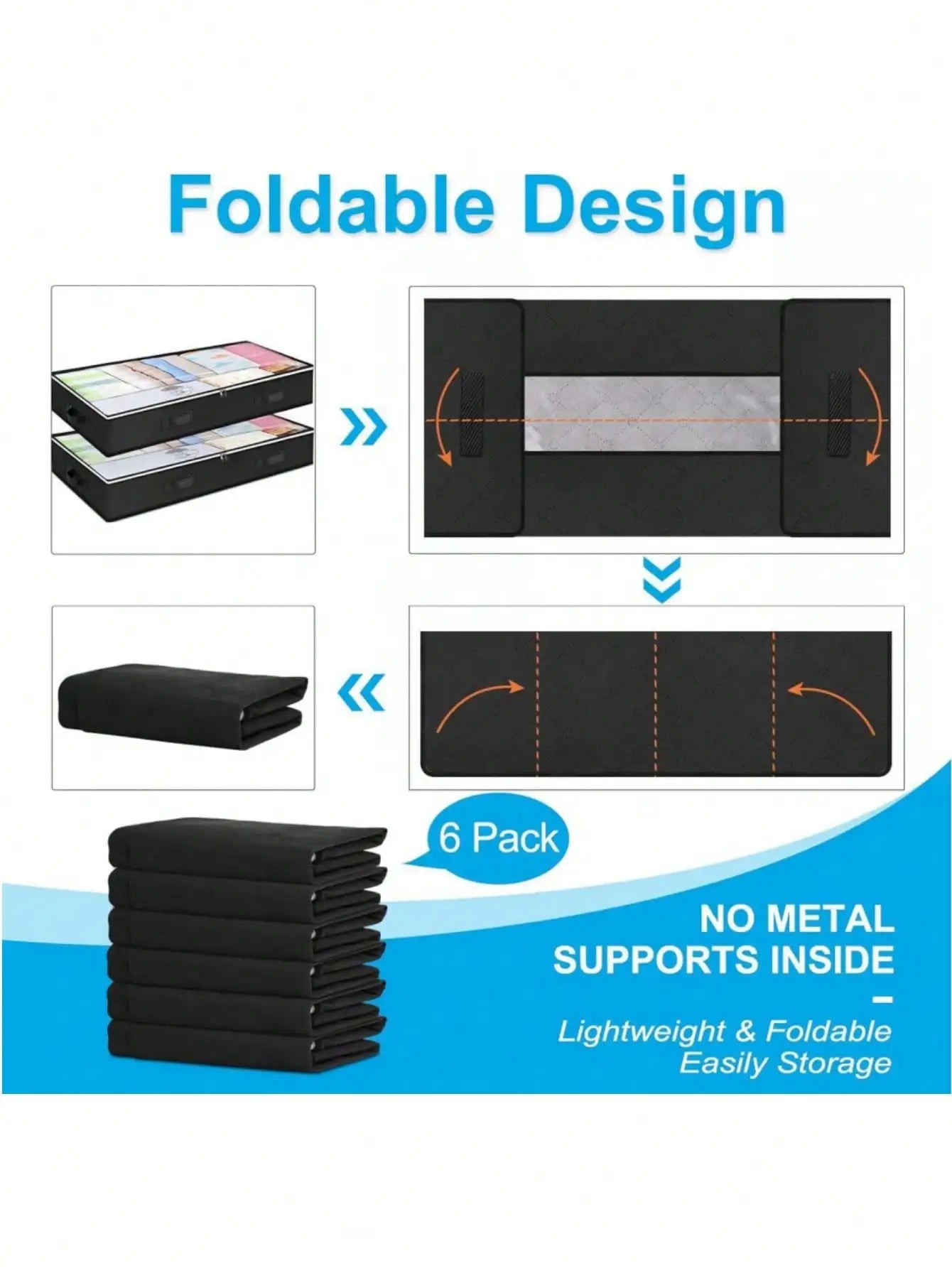 Under Bed Storage Container Organizer Large Capacity under Bed Clothes Storage Box Foldable Storage Bag with Clear Window