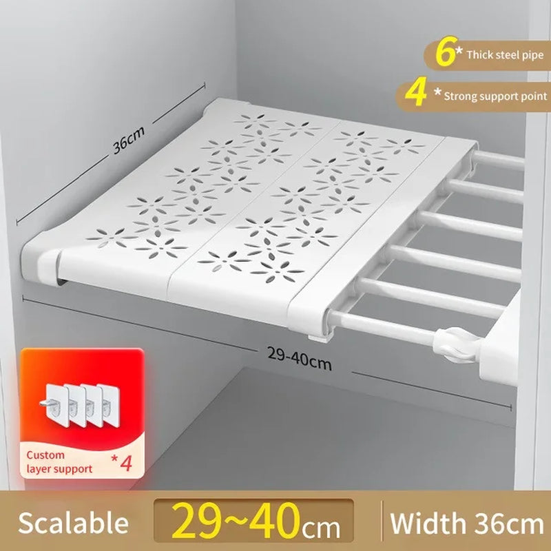 NEW Adjustable Closet Organizer Kitchen Storage Shelves Space Saving Wardrobe Wall Mounted Rack Home Appliance Cabinet Holder1Pc