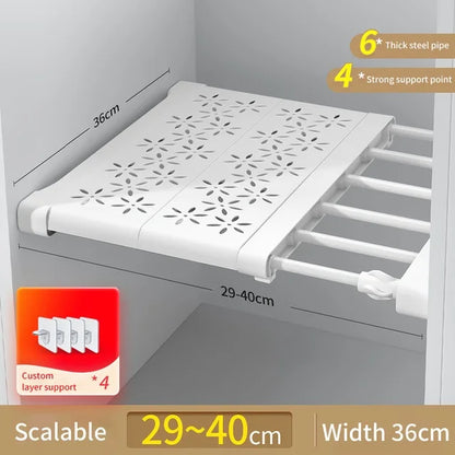 NEW Adjustable Closet Organizer Kitchen Storage Shelves Space Saving Wardrobe Wall Mounted Rack Home Appliance Cabinet Holder1Pc