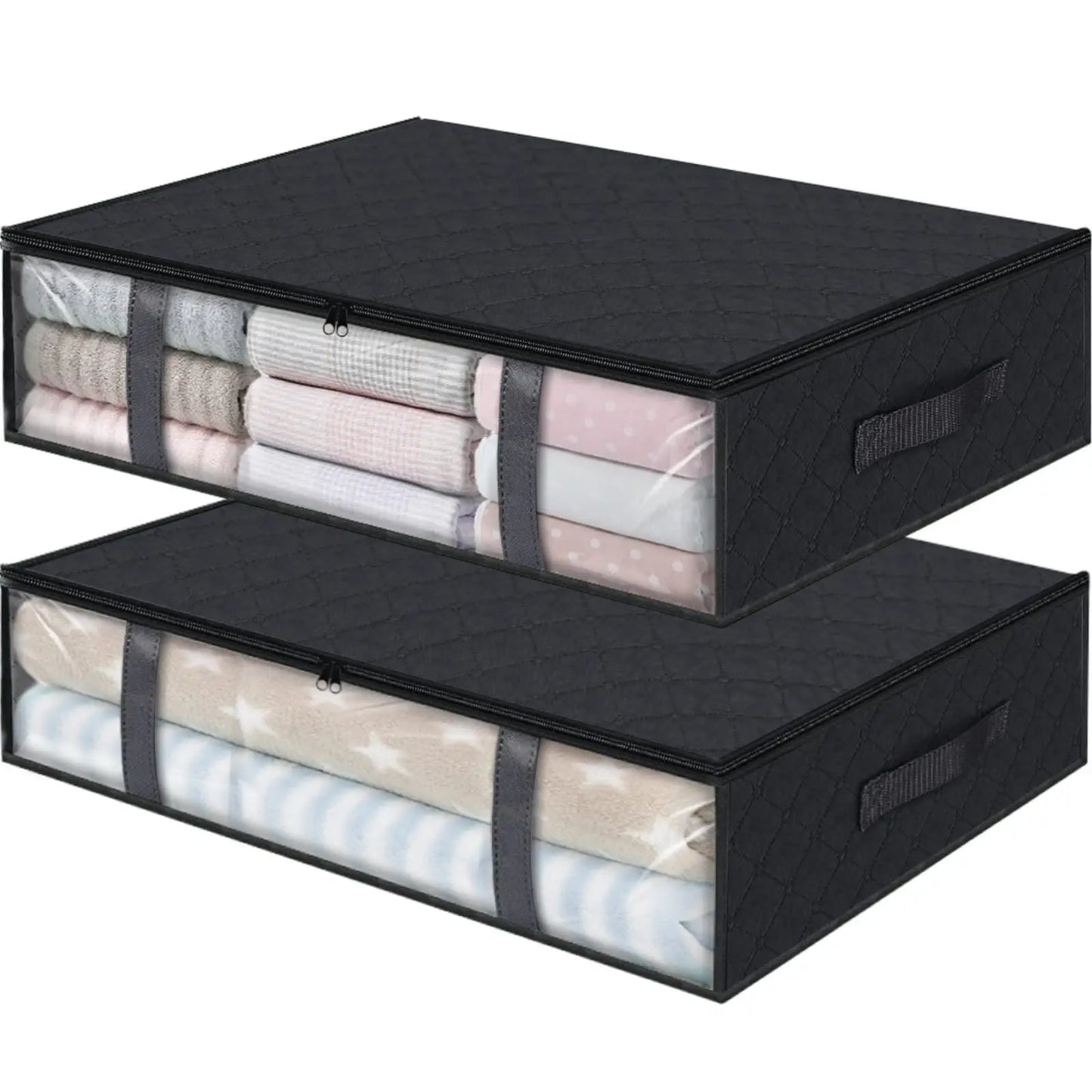 3 Pack under Bed Storage Container Organizer Large Capacity under Bed Clothes Storage Box Foldable Storage Bag with Clear Window