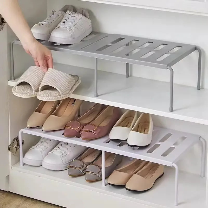 ABS Shoe Rack Extensible Storage Shelf Shoe Organizer Holder under Sink Telescopic Storage Rack Kitchen Cabinet Organizer