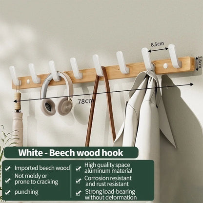 Wood Hooks Strong Hook Wall Hanger Sticker Hanging Coat Rack Clothes Hanger Shower Robe Hook Kitchen Bathroom Towel Hooks