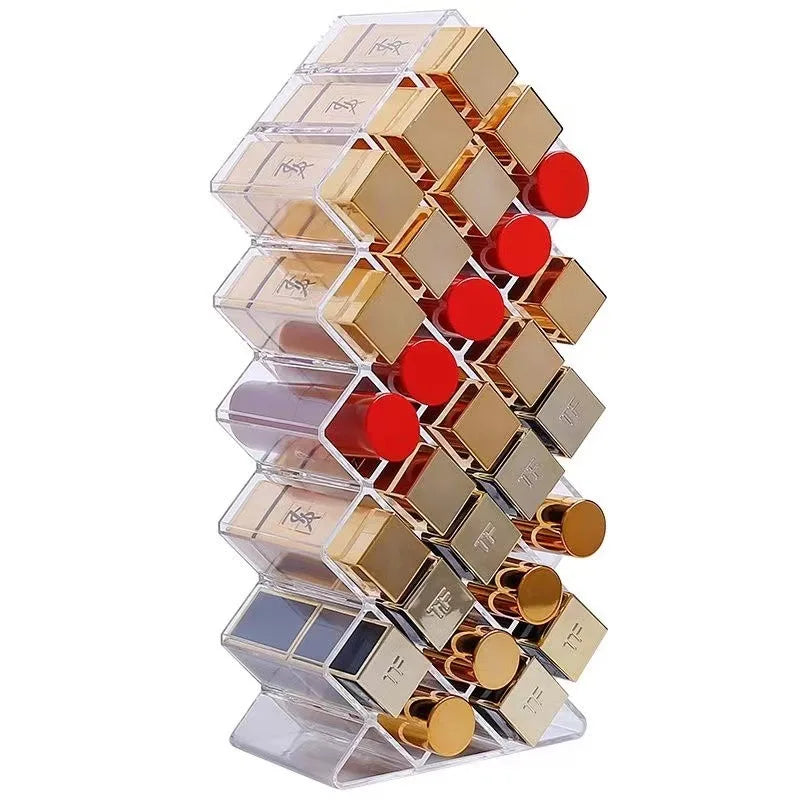Fish-Shaped Lipstick Storage Rack Space-Saving Lipstick Holder 28-Grid Lipstick Organizer Display Shelf for Home Office Storage