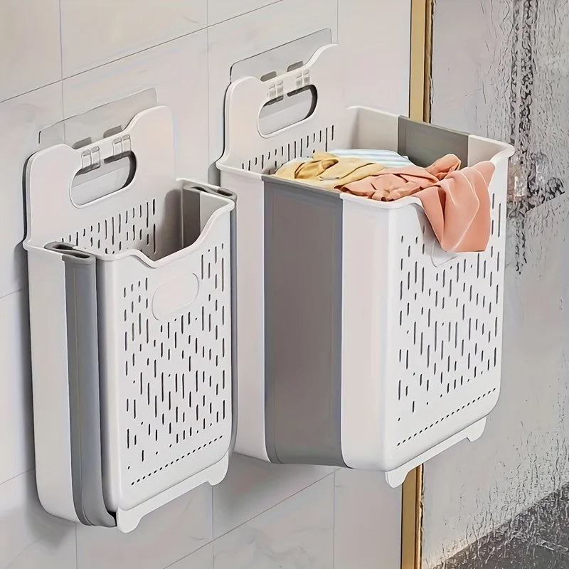 Laundry Basket Hamper,Hanging Wall Collapsible Laundry with Handle,Space-Saving Foldable Storage Dirty Washer Organizer Bin
