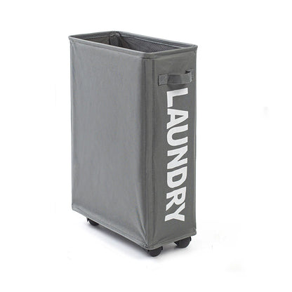 22" Rolling Slim Laundry Basket on Wheels, Foldable Laundry Hamper with Handle, Collapsible Laundry Sorter and Organizer