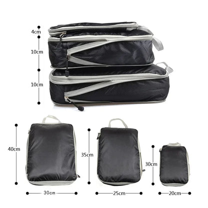 Travel Compression Packing Cubes Suitcase Luggage Organizer Set Zipper Foldable Storage Bag for Clothes Shoes Travel Accessories
