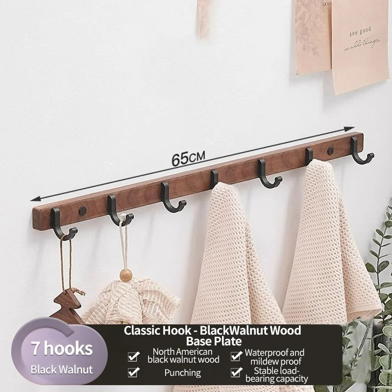 Wood Hooks Strong Hook Wall Hanger Sticker Hanging Coat Rack Clothes Hanger Shower Robe Hook Kitchen Bathroom Towel Hooks