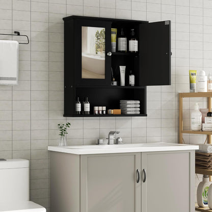 Bathroom Medicine Cabinet with Mirror, Wall Mounted, Black
