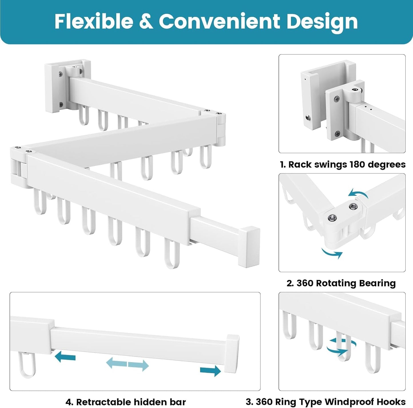 Clothes Drying Rack Wall Mounted, Laundry Drying Rack Collapsible