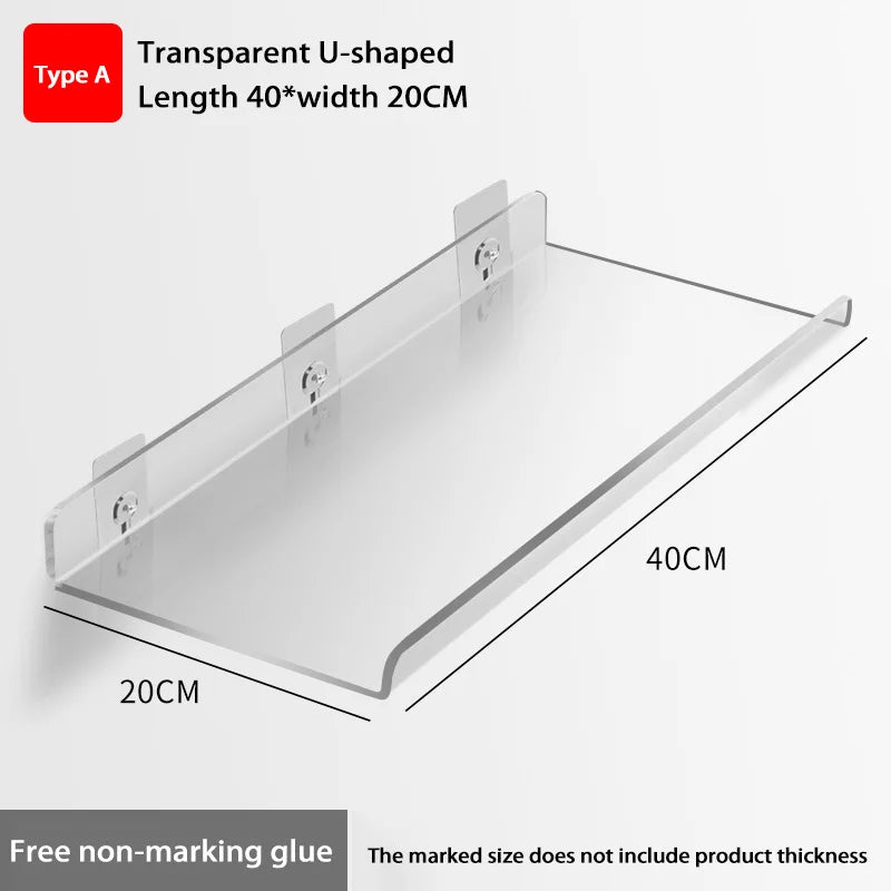 Self Adhesive Storage Shelf Wall-Mounted Storage Rack Removable Bathroom Shower Organizer Kitchen Wardrobe Bathroom Accessories