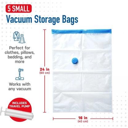 20 Pack Vacuum Storage Bags, Space Saver Compression for Comforters and Blankets, Sealer Clothes Hand Pump Included