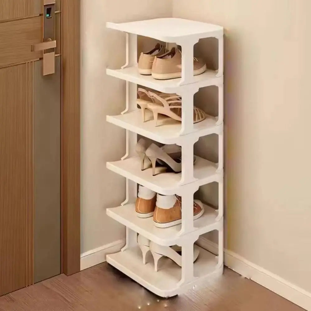 Removable Vertical Shoe Rack 2-8 Layers Saving Space Layered Shoe Cabinets Anti-Drop Stackable Shoes Storage Organizer Doorway