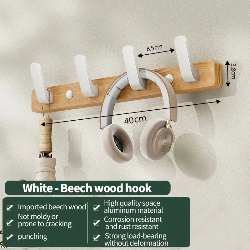 Wood Hooks Strong Hook Wall Hanger Sticker Hanging Coat Rack Clothes Hanger Shower Robe Hook Kitchen Bathroom Towel Hooks