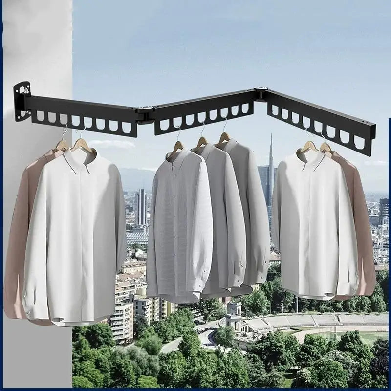Wall Mounted Foldable Metal Clothes Drying Rack Window Retractable Clothes Drying Rack Home Balcony Folding Clothes Drying Rack